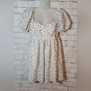 New Altar'd State Ivory Purple Floral Smocked Dress Small